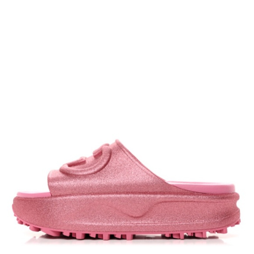 Gucci interlocking GG Logo platform pink glitter sandals, worn only once!Size 36